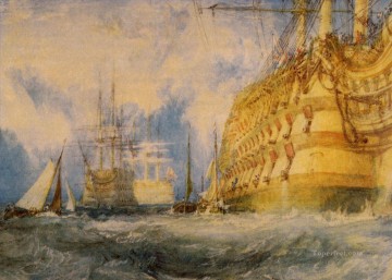 Joseph Mallord William Turner Painting - First Rate taking in stores Romantic Turner